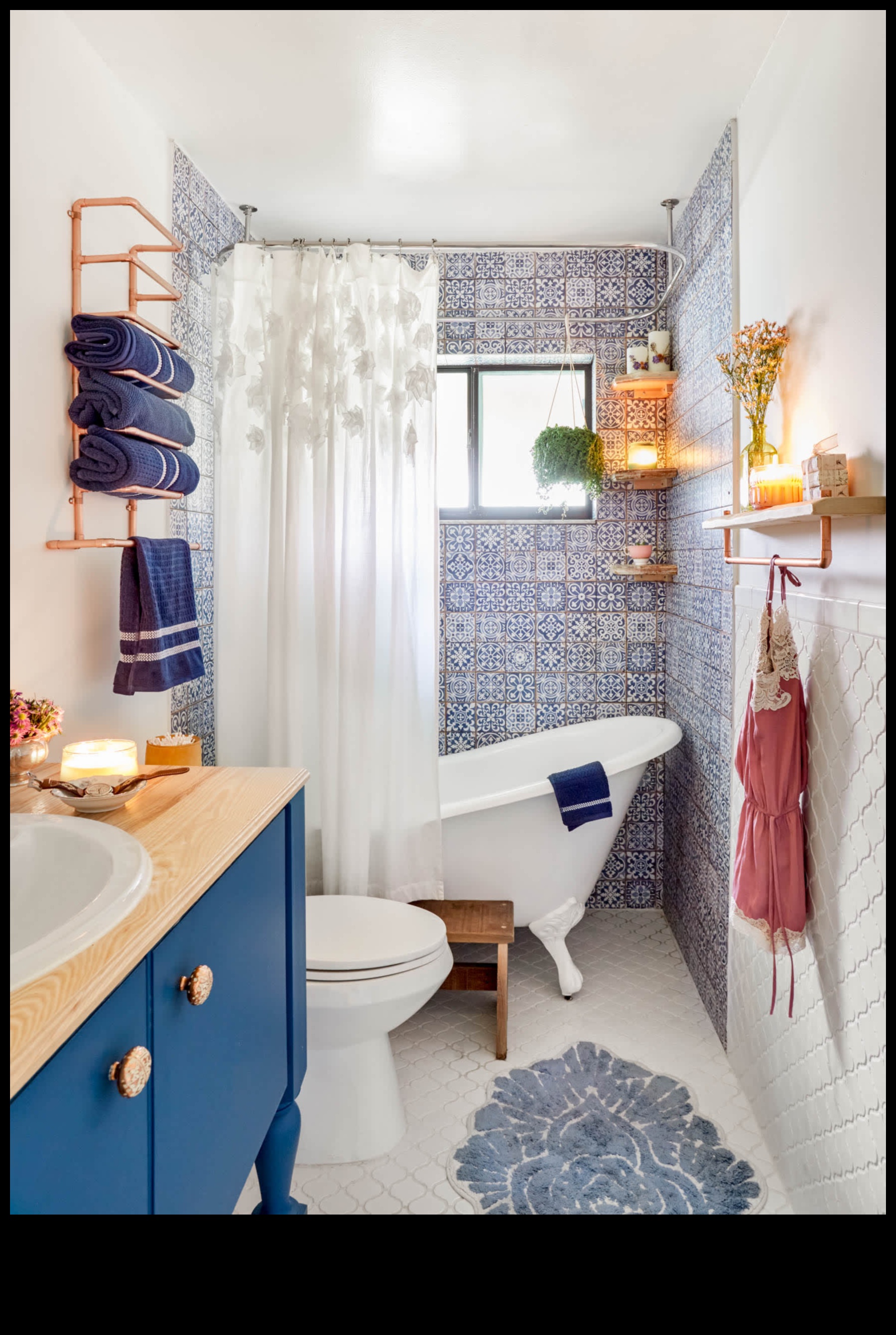 מהם כמה רעיונות לעיצוב חדר אמבטיה בוהמי לחלל קטן?